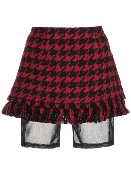  Monse Houndstooth-pattern Mini Skirt - Red 