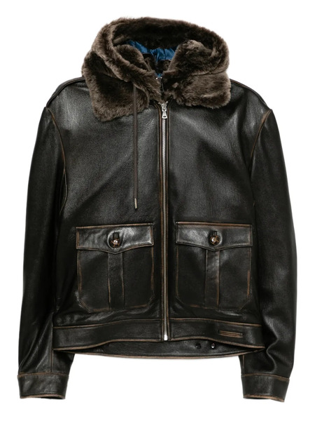  Monse Leather Bomber Jacket - Brown 