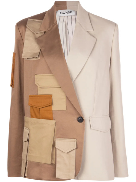  Monse Multi Patch Pocket Two-tone Blazer - Neutrals 