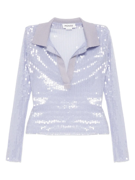  Monse Sequin-embellished Mesh Top - Purple 