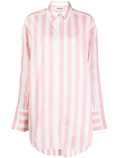  Monse Striped Long-sleeved Shirtdress - Pink 