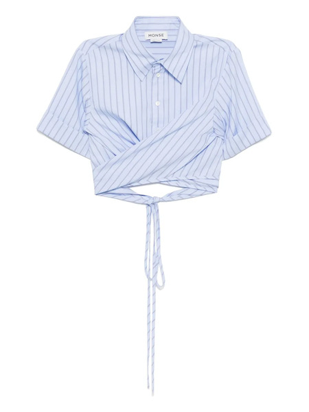  Monse Wrap Cropped Shirt - Blue 