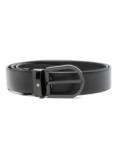  Montblanc Horseshoe-buckle Leather Belt - Black 