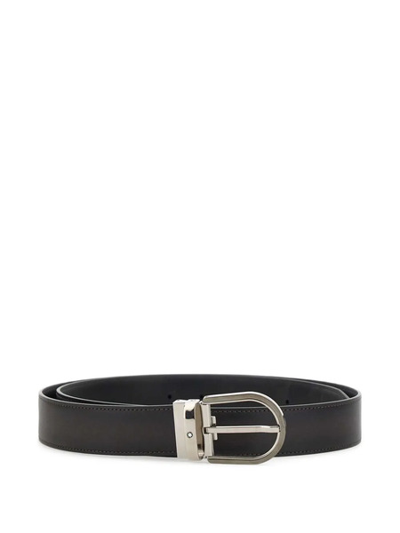  Montblanc Horseshoe Leather Belt - Black 