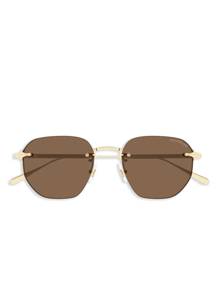  Montblanc Square-frame Sunglasses - Gold 