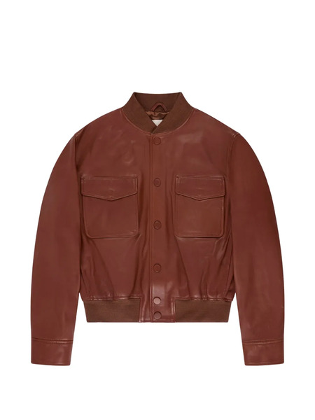  Montedoro Leather Bomber Jacket - Brown 