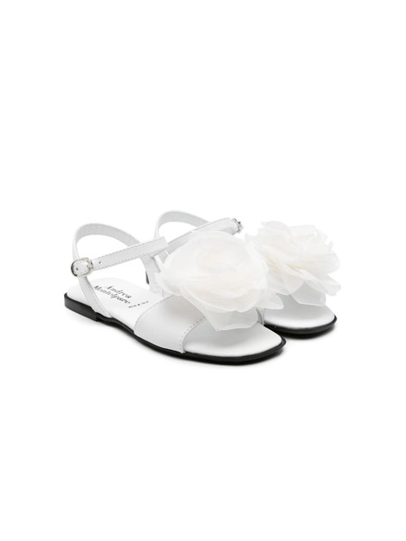  Montelpare Tradition Floral-appliqué Leather Sandals - White 