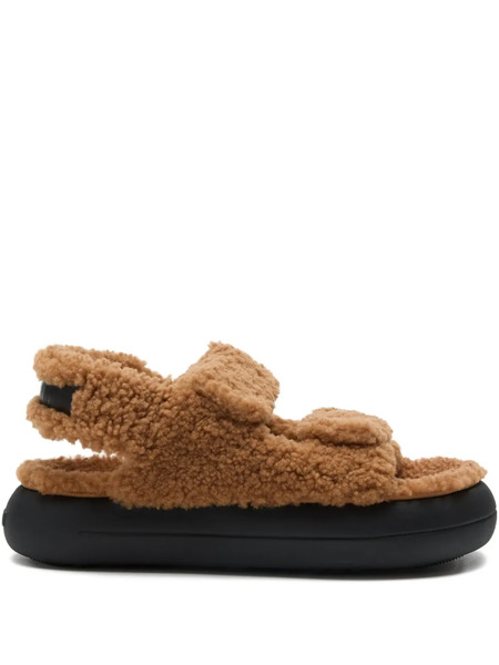  Moon Boot Adjustable Shearling Sandals - Brown 