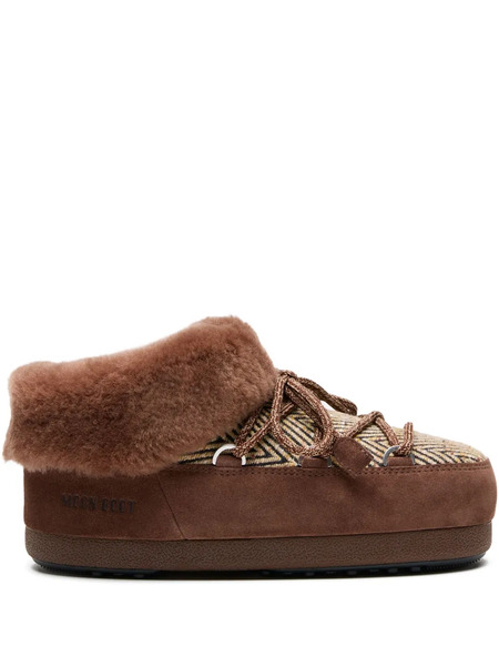  Moon Boot Chalet Fur-lined Herringbone Mules - Brown 