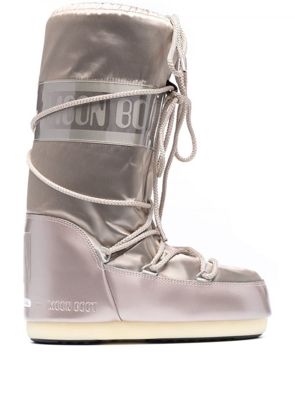  Moon Boot Icon Glance Satin Snow Boots - Grey 