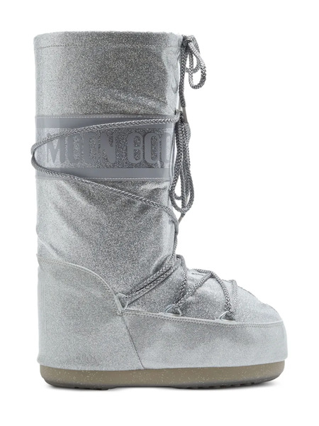 Moon Boot Kids Glitter-embellishment Lace-up Boots - Silver 