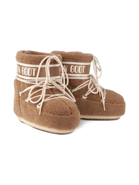  Moon Boot Kids Icon Low Camel Logo Lace-up Boots - Brown 