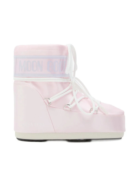  Moon Boot Kids Icon Low Rose Pearly Logo Lace-up Boots - Pink 
