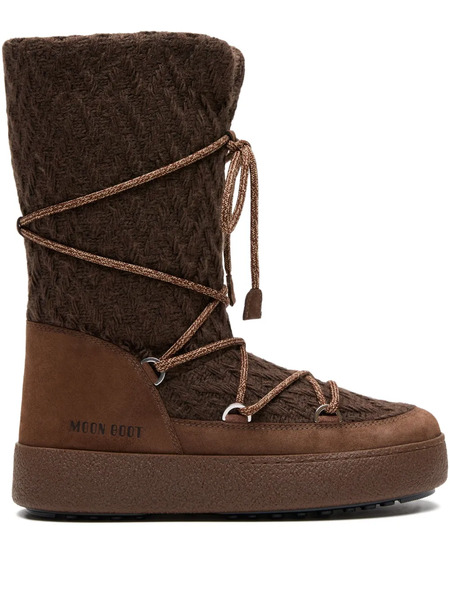  Moon Boot Knit Lace-up Boots - Brown 