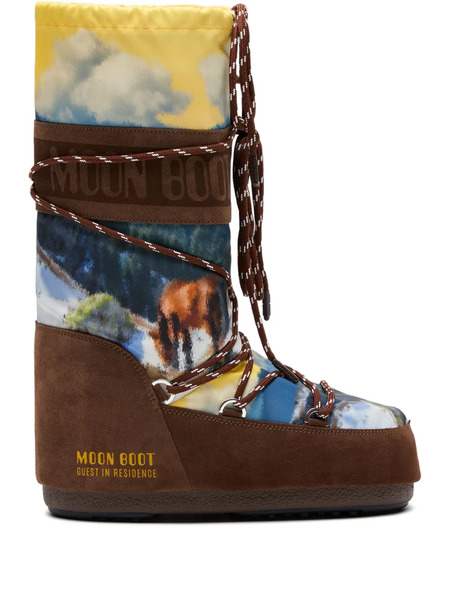  Moon Boot X Guest In Residence Icon Landscape-print Boots - Brown 