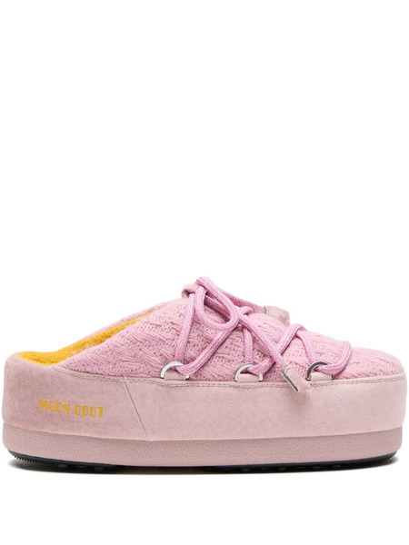  Moon Boot X Guest In Residence Knitted Lace-up Mules - Pink 