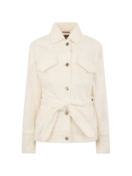  Moorer Belted Pocket Jacket - White 