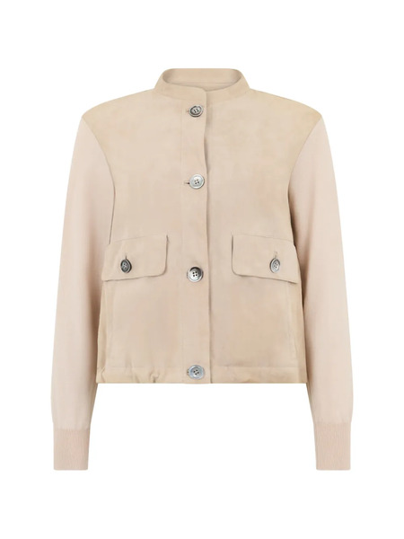  Moorer Button Suede Jacket - Neutrals 