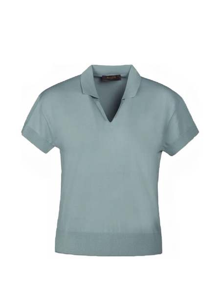  Moorer Danica-cre V-neck Collar Polo - Blue 