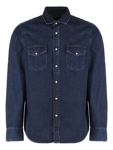  Moorer Denim Flap-pocket Shirt - Blue 