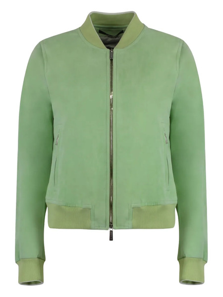  Moorer Double-zip Suede Bomber Jacket - Green 