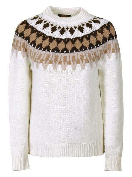  Moorer Fair Isle-knit Crew-neck Sweater - Neutrals 