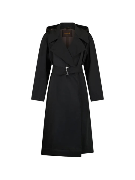  Moorer Hooded Belted Coat - Black 