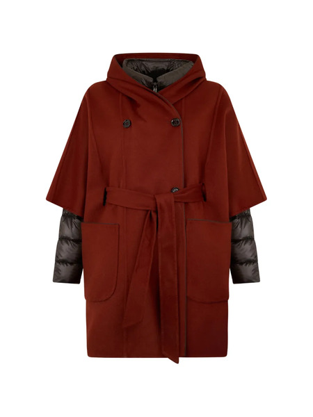  Moorer Hooded Belted Coat - Brown 