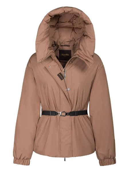  Moorer Hooded Belted Jacket - Neutrals 