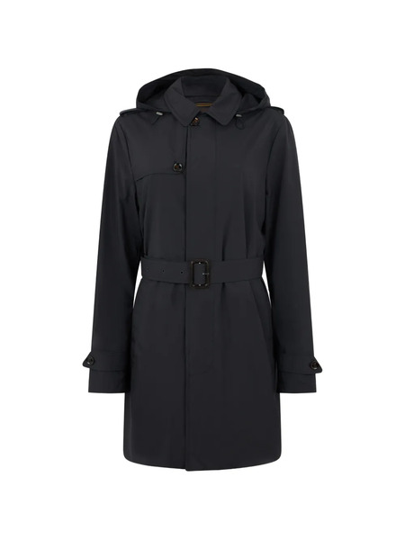  Moorer Hooded Button Trench Coat - Blue 