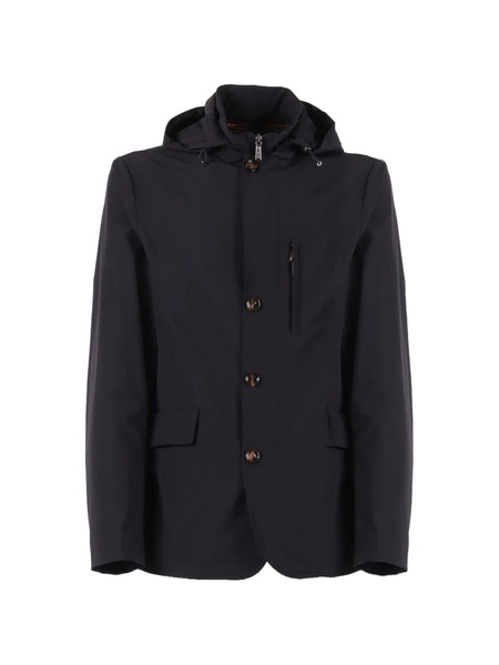  Moorer Hooded Buttoned Jacket - Blue 