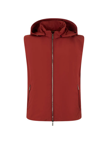  Moorer Hooded Zip-up Vest - Red 