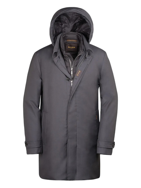 Moorer Layered Hooded Coat - Grey 