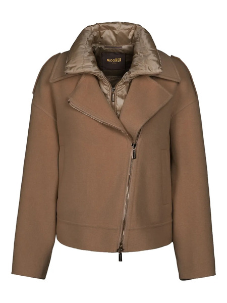  Moorer Layered Zip-up Coat - Brown 
