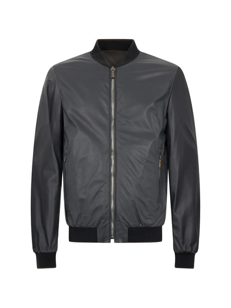  Moorer Leather Bomber Jacket - Grey 
