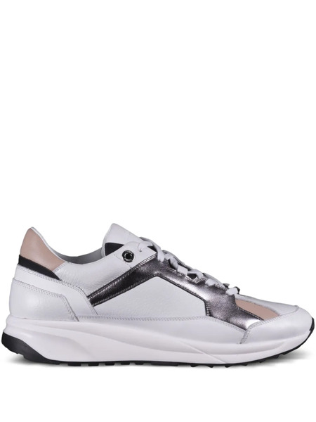  Moorer Metallic-effect Panels Leather Low-top Sneakers - White 