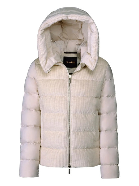  Moorer Nitya-lvo Hooded Corduroy Jacket - Neutrals 