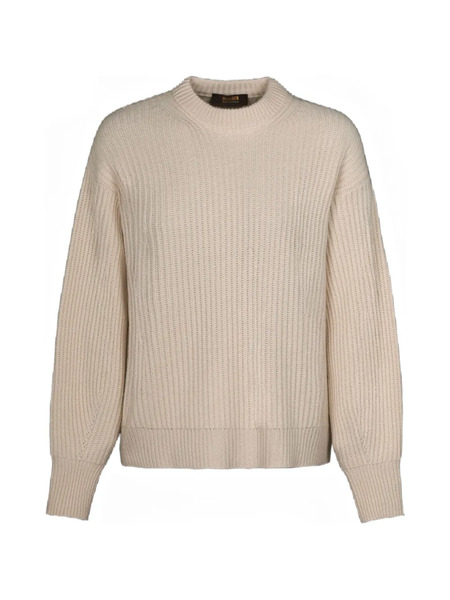  Moorer Noam-bc Puff-sleeve Crew-neck Sweater - Neutrals 