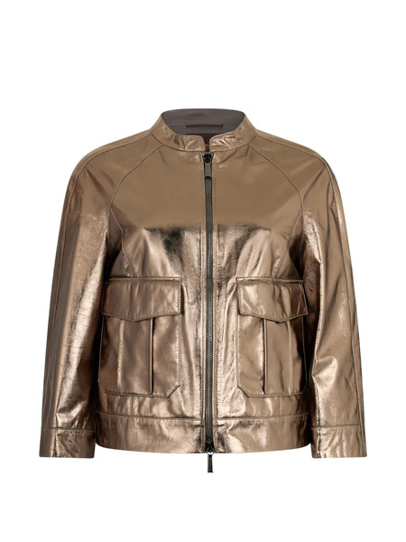  Moorer Patch-pocket Leather Jacket - Gold 
