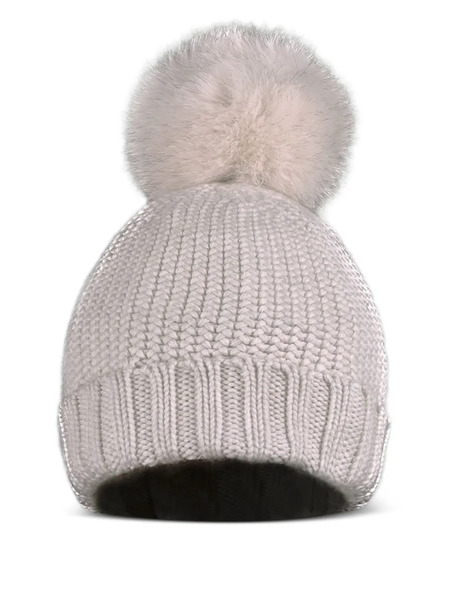  Moorer Pompom-detail Beanie Hat - Neutrals 