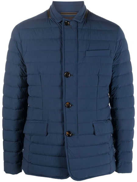  Moorer Quilted-finish Buttoned-up Jacket - Blue 