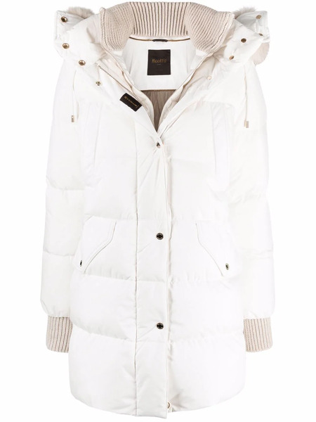  Moorer Quilted Hooded Down Coat - White 