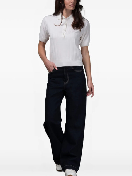  Moorer Rigel-w18 Button Ribbed Polo Shirt - White 