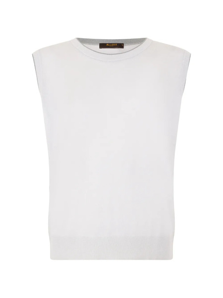  Moorer Sleeveless Vest - White 