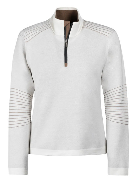  Moorer Stria Half-zip Sweater - White 