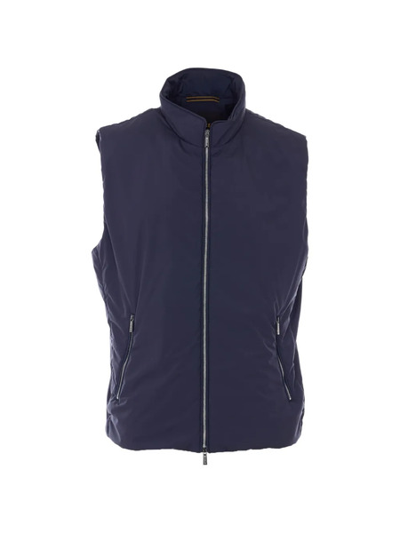  Moorer Zip Sleeveless Vest - Blue 