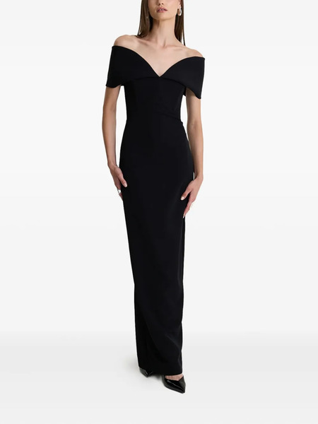  Moos Studio Black Muse Off-shoulder V-neck Maxi Dress 
