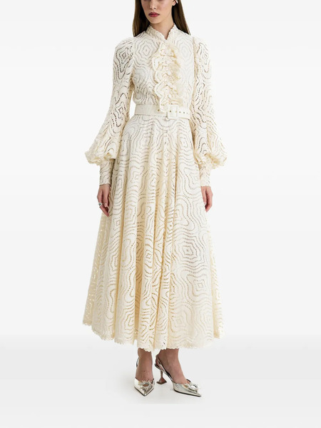  Moos Studio Ethereal Grace Ruffled Belted Maxi Dress - Neutrals 