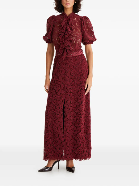  Moos Studio Fatal Bloom Ruffled Lace Maxi Dress - Red 