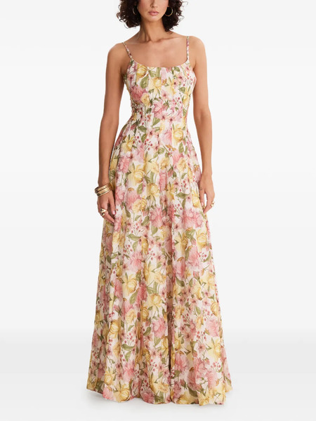  Moos Studio Flora Reverie Floral-print Maxi Dress - Neutrals 